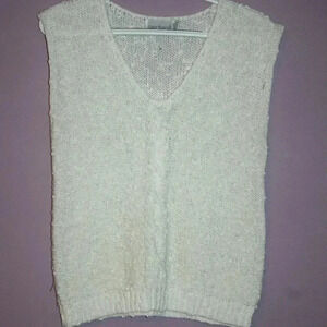 Vintage Garland White Sleeveless Sweater Small, Cable Knit Vest, Shirt